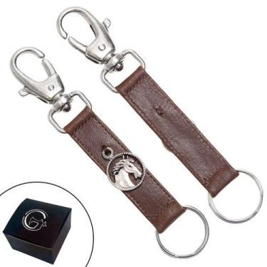 Imagem de Chaveiro SLIM Country Pingentes Personalizado Circulo Cavalo  Fecho Mo