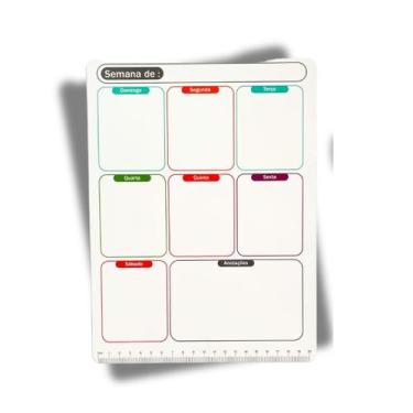 Imagem de Organizador Semanal de Geladeira Planner Magnético Com régua e Caneta 