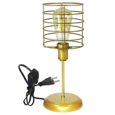 Imagem de Luminária de Mesa Abajur Clássico Aramado Chochin Dourado - Jota Ilumi