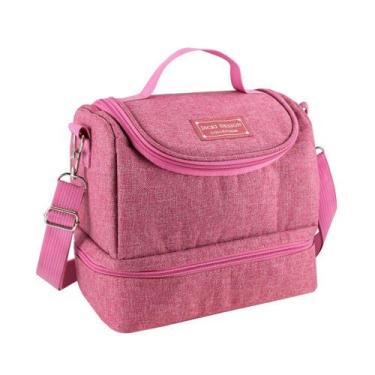 Imagem de Lancheira Térmica Bolsa Necessaire Marmita Lanches Bebidas 2 Compartim
