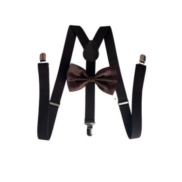 Imagem de 5 Kits Suspensório + Gravata Borboleta Adulto - STYLESTORE, Marrom, Ad