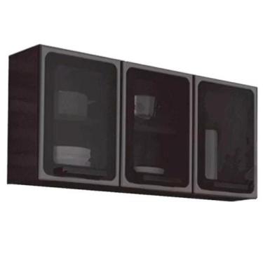 Imagem de Armario Aéreo Bertolini Estilo 7009 3 Portas de Vidro 120cm Grafite