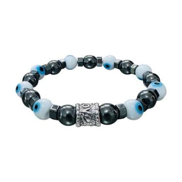 Imagem de Pulseira Hematita Olho Grego Sorte Proteção Mau-Olhado - Equilíbrio Pe