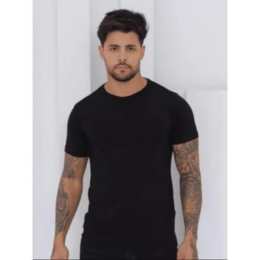 Imagem de Camiseta Lisa Masculina Básica 100% Algodão Malha 30.1 - Versini, Pret