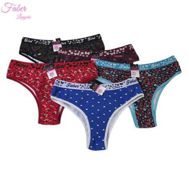 Imagem de Kit 12 Calcinhas Tanga Cotton 100% Algodão Calcinha Conforto - Faber L