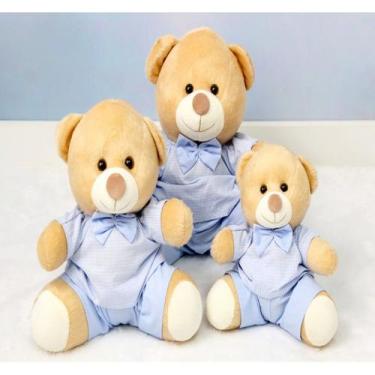 Imagem de Trio de ursos shorts e camisa xadrez - CKD CONFECCOES, Xadrez de azul