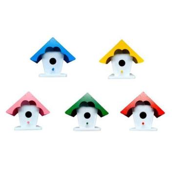 Imagem de Casinha Telhado Madeira (5un) - Cia dos Ninhos, Vermelho/Azul/Amarelo/