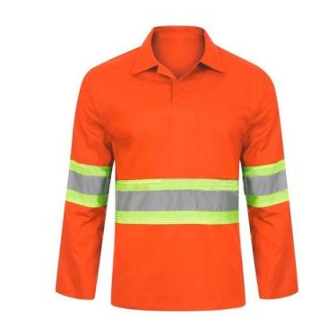 Imagem de Camisa Manga Longa com Gola Italiana Confeccionada em Brim Laranja com