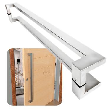 Imagem de Puxador Portas Duplo Aço Inox Escovado Grécia 2,0 m para portas: pivotantes/madeira/vidro temperado/porta alumínio e portões