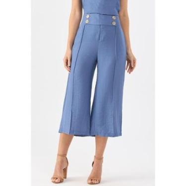 Imagem de Calça PKS Pantacourt Viscose Azul-Feminino