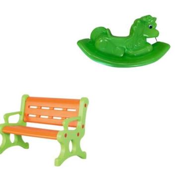 Imagem de Banco Plástico com Unicórnio  Kit Playground Infantil Ideal para Menin