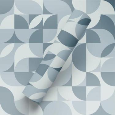 Imagem de Papel de Parede Adesivo Tema Formas Geométricas Azul Claro E Escuro - 