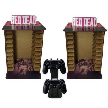 Imagem de Kit 2 Porta 11 Jogos Físico Rd + Suporte Controle 22x16,3x29,4 Mdf Mad