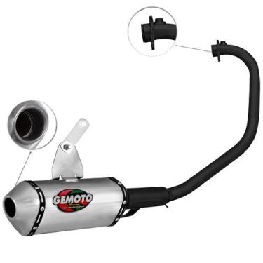 Imagem de Escapamento Esportivo Gemoto Racing 3 Trioval Curva Preta Fazer 150 20