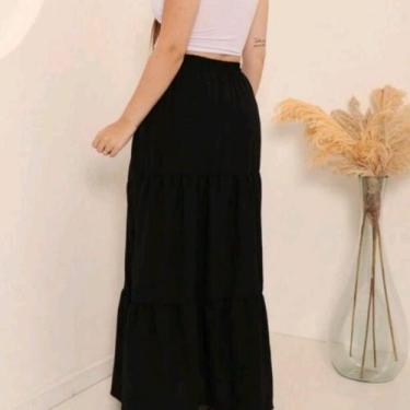 Imagem de Saia Longa 3 Marias Camadas moda Evangélica Rodada Elástico na Cintura