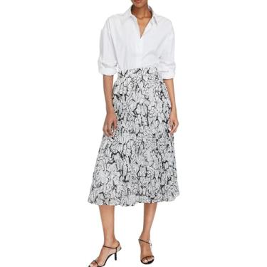 Imagem de Club Monaco Saia plissada estampada feminina, Estampa preta grande/Noir M, P