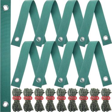 Imagem de Sintuff Conjunto de 9 conjuntos de estacas de árvore para serviço pesado de 40 cm de tiras de árvore para estaca e corda de 4 m para suporte de ancoragem de planta inclinada para jardim (verde)