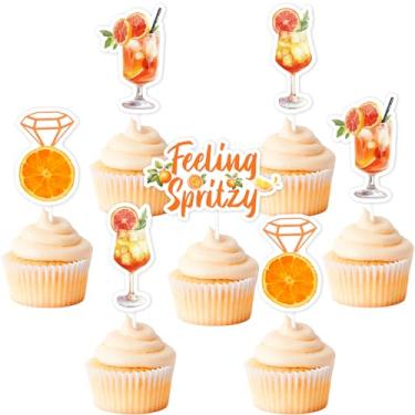 Imagem de Sursurprise 36Pcs Feeling Spritzy Cupcake Toppers, Aperol Spritz Bridal Shower Decor, Cocktail Bachelorette Engagement Wedding Decorations, Orange Citrus Party Supplies
