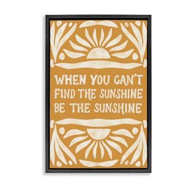 Imagem de Stupell Industries Boho Be The Sunshine Framed Floater Canvas Wall Art Design por Amanda Houston, moldura flutuante preta, 43 x 63 cm
