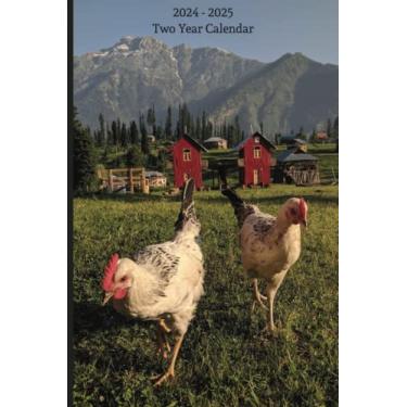Imagem de 2024-2025 Two 2 Year Monthly Calendar Planner Chicken Hen Farm Cover: 26 Month Book Includes December 2023 - January 2026 | Portion of Proceeds Benefit Animal Rescue