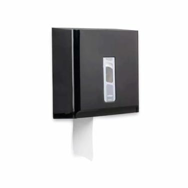 Imagem de Suporte Papel Higiênico Rolão Dispenser De Parede Cor Preta Linha Nobre Para Banheiro Designan Moderno Pratico