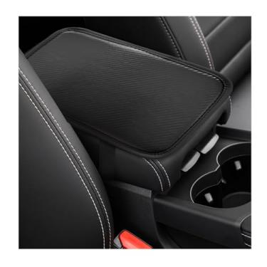 Imagem de Dickno Almofada de console central de carro, 29 cm × 19 cm, couro de fibra de carbono, capas de caixa de apoio de braço para banco dianteiro, universal à prova d'água, protetor de descanso de braço