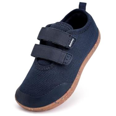 Imagem de WateLves Tênis infantil para crianças pequenas, largo, descalço, para meninos e meninas, minimalista, respirável, leve, para caminhada, ajuste natural, sola sem queda, Bn435/Azul-marinho, 15