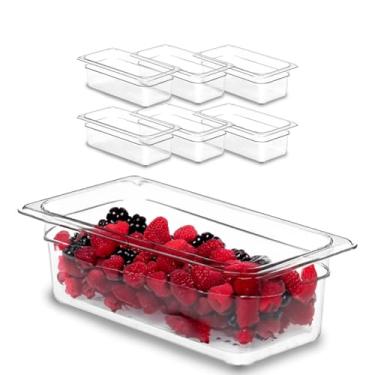 Imagem de Kit 6 Cuba Gastronômica Acrílico Gn 1/3 100mm Com 6 Tampa Buffet Profissional