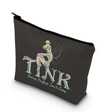 Imagem de TSOTMO Bolsa de maquiagem para fãs de contos de fadas Tink Being Perfect Isn's Easy Bag Movie Merchandise Makeup Bag, Bege, Sininho