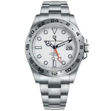 Imagem de CEYADG Pagani Design Relógios masculinos mecânicos automáticos GMT 42 mm esporte impermeável aço inoxidável safira vidro relógio de pulso, Branco, Clássico