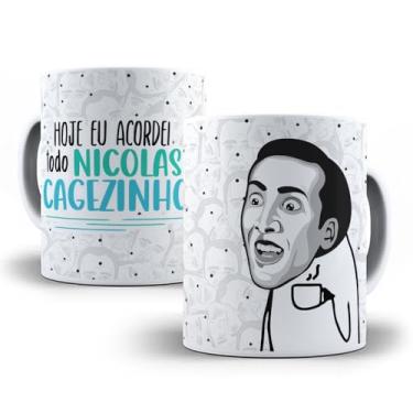 Imagem de Caneca Meme Nicolas Cage, Cerâmica Branca, Design Engraçado, 325ml