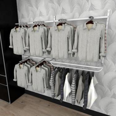 Imagem de Arara de roupas closet quarto com 13 peças cremalheira 200x100 cm cor 