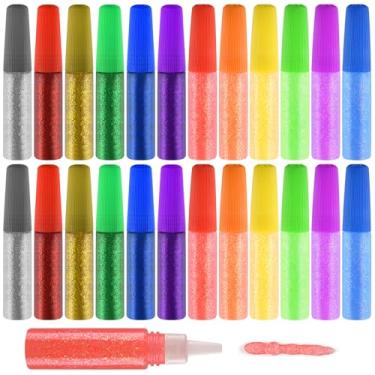 Imagem de Canetas Guel pequenas com glitter, conjunto de mini bastões de gel com cola com glitter, 6 ml, artes coloridas, artesanato, glitter para projetos de arte de Natal, formatura, festa de casamento (24,