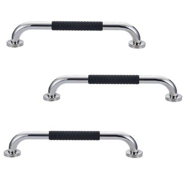 Imagem de Barra de Apoio Inox 60cm Suporte Antiderrapante Acessibilidade Kit 3 unidades Idoso Cri...
