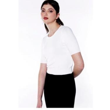 Imagem de Blusa Branca Manga Curta em Tricot de Viscose Sob-Feminino