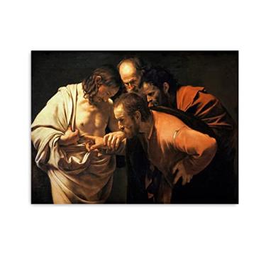 Imagem de Arte de parede em tela clássica - Michelangelo Merisi Caravaggio - reprodução de pinturas a óleo famosas - A incredulidade de São Tomás - Fotos de arte em tela 85 x 120 cm (33 x 47 pol) sem moldura