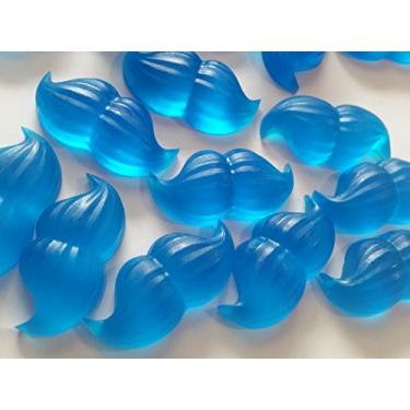 Imagem de Amy's Bubbling Boutique, Inc. Little Man Bigode Lembrancinhas de festa para chá de bebê, pacote com 20 sabonetes de glicerina, azul turquesa com aroma de banho na hora de dormir, ótimo para revelar o