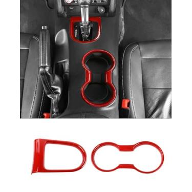 Imagem de Suporte de copo vermelho central para moldura de mudança de marchas acabamento decorativo para Ford Mustang 2015 2016 2017 2018 2019 2020 2021 2022 2023 acessórios interiores de carro suporte de