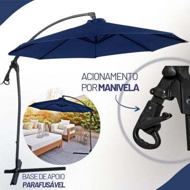 Imagem de Ombrelone Guarda Sol Suspenso Luxo Importway 3 Metros Azul Importado Estilo Mor, Bel, Revomax...