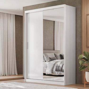 Imagem de Guarda-Roupa 2 Portas Correr 4 Gavetas London Branco/Amendola