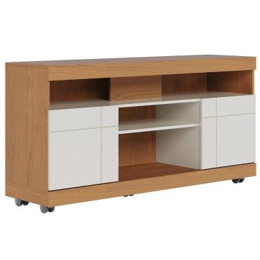 Imagem de Rack Para Sala De Estar Tv 47 Pol Com Rodízios Raya C04 Freijó Off White - Lyam Decor