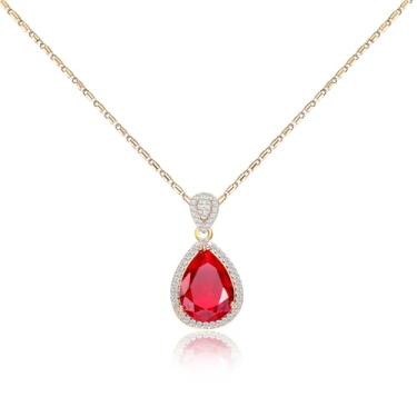 Imagem de TIMEMARTIX Colar gota d'água com strass ouro 18K branco/azul/verde/vermelho, 252mm, Cobre, Strass