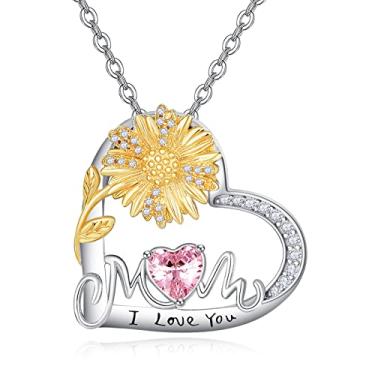 Imagem de Palpitate Presentes de Dia das Mães para Mãe Colares Mãe Filho Colares Joias de Prata Esterlina 925 Presentes de Aniversário de Filha Filho (com caixa de presentes), Prata esterlina, Zircônia cúbica