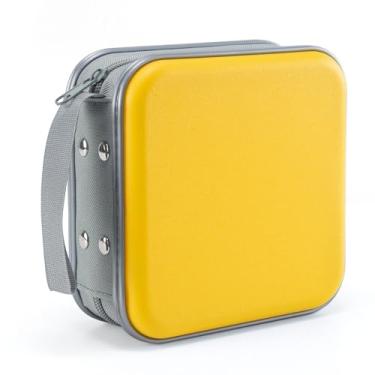 Imagem de LIOVODE Capa de DVD, estojo de CD com capacidade para 48 unidades, estojo portátil para armazenamento de plástico rígido DVD CD carteira organizador para carro (amarelo)