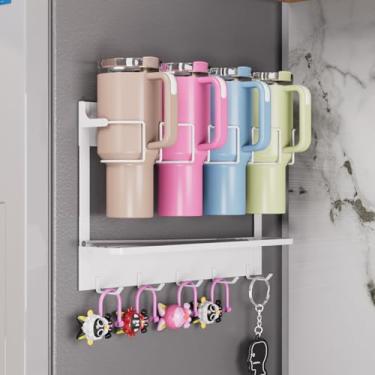 Imagem de KAKAHOUS Organizador de garrafa de água para Stanley Tumbler Cup Magnetic Stanley Cup Organizer para armários de cozinha de geladeira, organizador de armazenamento Susan preguiçoso para acessórios de