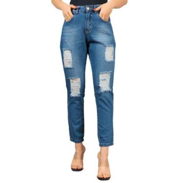 Imagem de Calça Jeans Feminina Mom Comfort Modela Corpo Destroyed - SK JEANS, 38
