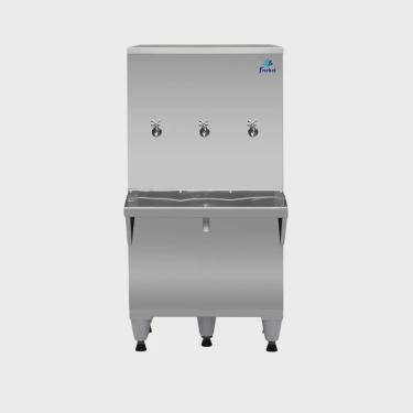 Imagem de Bebedouro de Coluna Industrial 3 Torneiras 100 Litros Frisbel RA10 Inox 220V