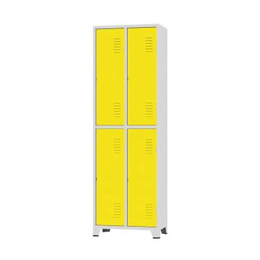 Imagem de Armário Roupeiro De Aço Para Vestiário 4 Portas Locker Amarelo com Chave