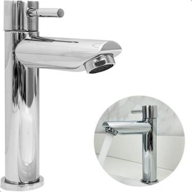 Imagem de Torneira Bica Baixa Inox Cromado Pia Banheiro Água Fria 1/4 De Volta T