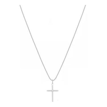 Imagem de Cordão Feminino Prata Maciça 925 Com Pingente Crucifixo 45Cm
